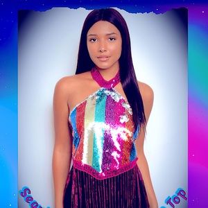 Sequence Fringed Halter Top